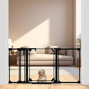 WAOWAO Clear Baby Gate for Stairs Modern Design Acrylic Auto Close Pet Gate, 57.87-66.14" Wide Safety Baby Gate for Doorways,Black Clear Dog Gates Indoor, Hallways,Kitchen