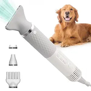ThinkPet Dog Hair Dryer for Pet Grooming High Velocity Force Blower, Lightweight Portable Dog Dryer for Small Medium Large Dogs Grooming Hair Dryer - 4 Levels Temperature 3 Blow Speed 4 Nozzle White