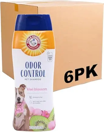 Arm & Hammer Deodorizing Dog Shampoo with Baking Soda for Odor Control, Tearless Moisturizing Formula for Sensitive Skin, Fresh Kiwi Blossom Scent, Safe for Dogs and Puppies, 20 Fl Oz - 6 Pack