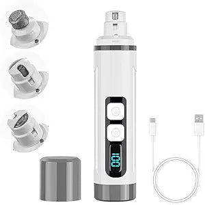 Dog Nail Grinder Quiet- Ultra-Quiet Dog & Cat Nail Grinder with LED Light & Battery Display & Upgrade Grinding Head - Painless Nail Trimmer for Small to Large Pets, Thick Nails, and Sensitive Paws
