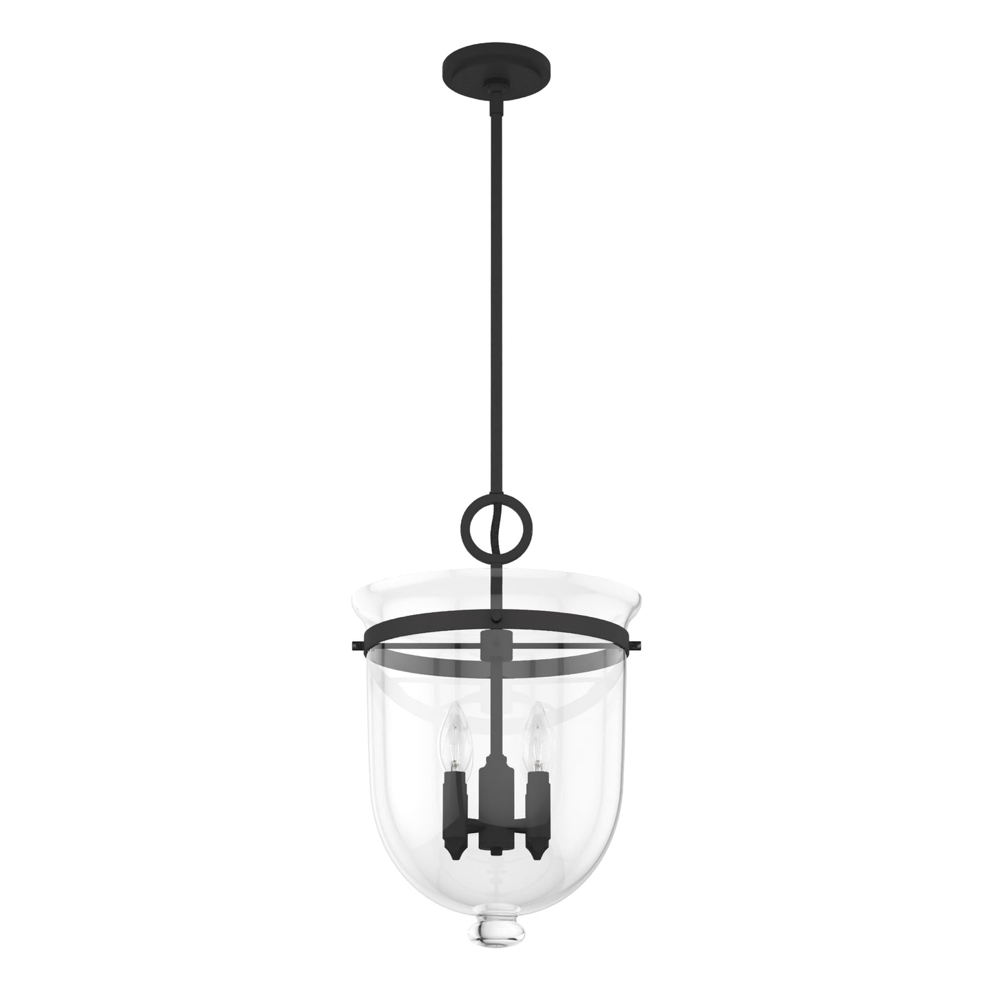 Hunter Belltown 4 -Light Natural Iron Transitional Clear glass Glass Urn Medium Indoor Hanging Pendant Light