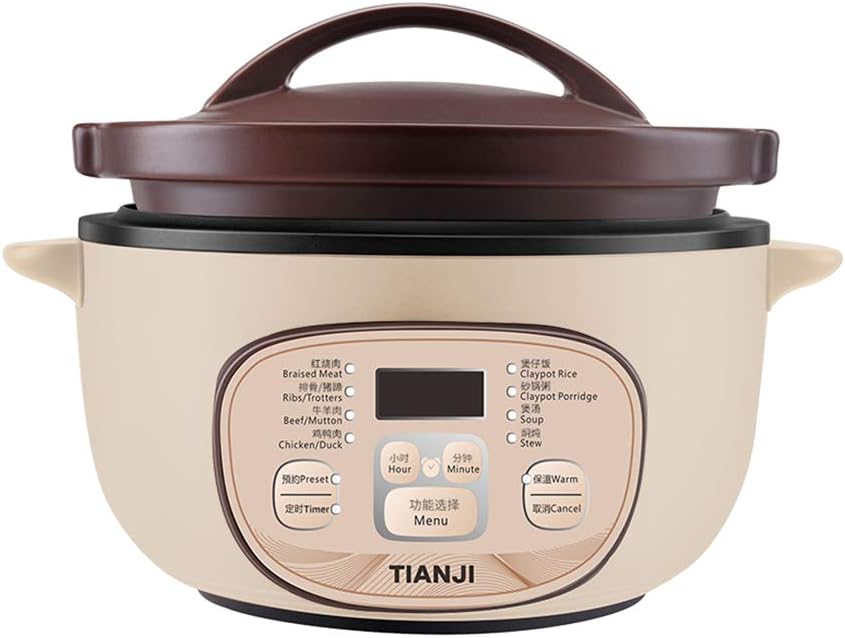 DSG-TZ30 Electric Clay Pot Slow Cooker for Claypot Rice and Casserole Porridge, Ceramic Casserole Cooking Pot with Unglazed Porcelain, Suitable for Stove, 3L
