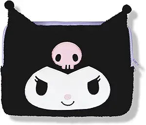 Sonix x Sanrio Plush Tech Sleeve | 14 inch Fuzzy Laptop Computer and iPad Tablet Carrying Case Cover, Protective Travel Bag | Black - 14" | Kuromi