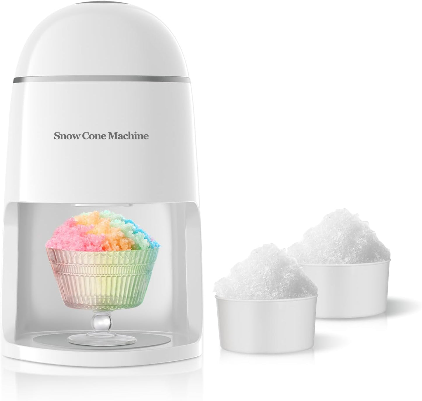 Electric Snow Cone Machine, Shaved Ice Maker Slushie Machine for Home, Kids Fast Fluffy Ice Shaver, Gift Ideal for Family Christmas Holiday, White