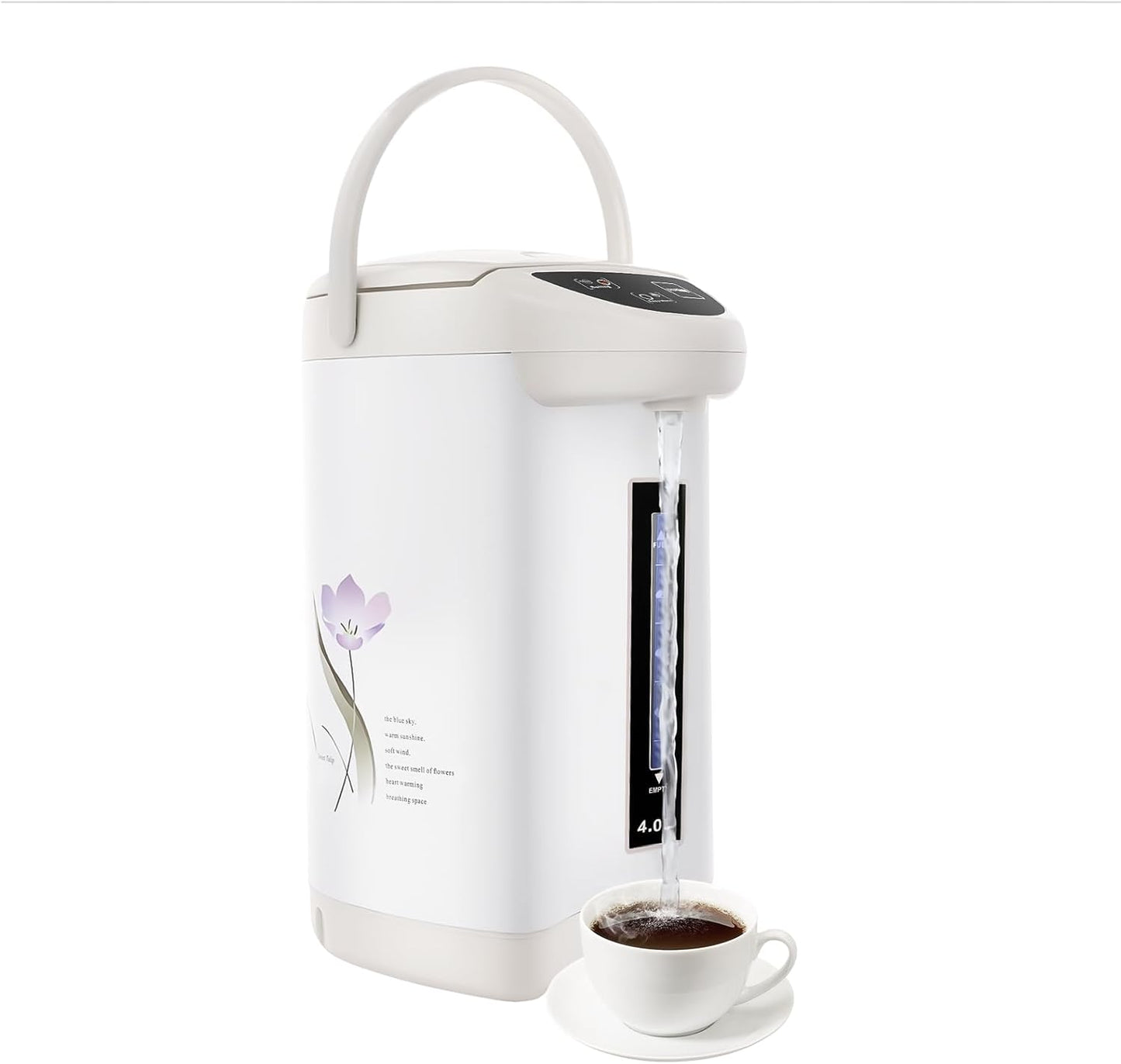 Electric Hot Water Pot Urn, Water Boiler & Warmer 4 Liter, 3 Water Dispensing Modes, 750W Hot Water Kettle Instant Heating, 304 Stainless Steel Instant Heating Water Pot for Home, Offices (White)