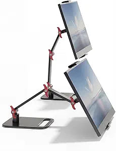 Height Adjustable Portable Monitor Stand, Upgrade Knob Adjustment Portable Monitor Holder for 15.6 17.3 18.5 Inch Screen, Ergonomic Travel Monitor Mount, Tablet Stand for iPad 12.9‘’
