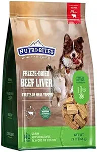 NutriBites Freeze Dried Liver Treats for Dogs & Cats - High-Protein Single Ingredient Freeze Dried Dog Treats, Beef Liver - Proudly Made in Canada - 27 OZ HIGH PROTIEN Natural Grain