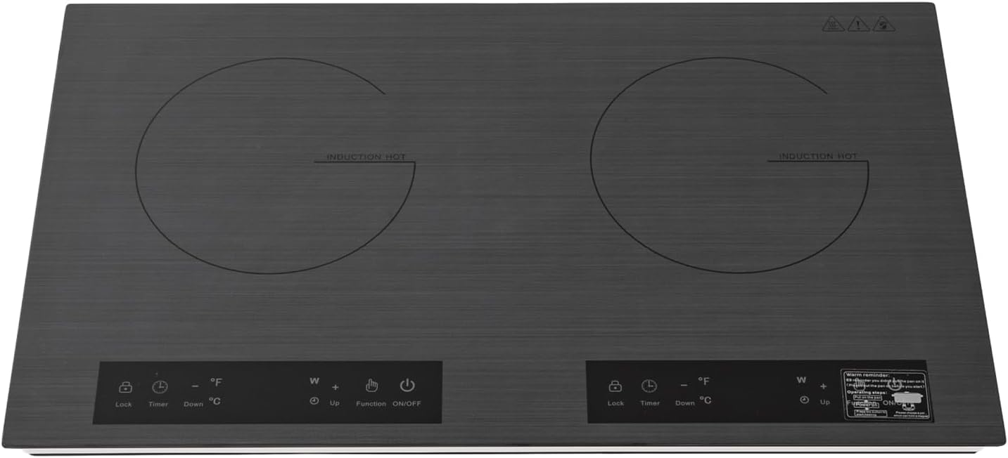 Digital Induction Cooktop,4000W 110V Double Burners Electric Stove, Countertop Burner with Legs, Induction Cooker Vitro Ceramic Glass Black Surface for 7.87in Pots and Pans