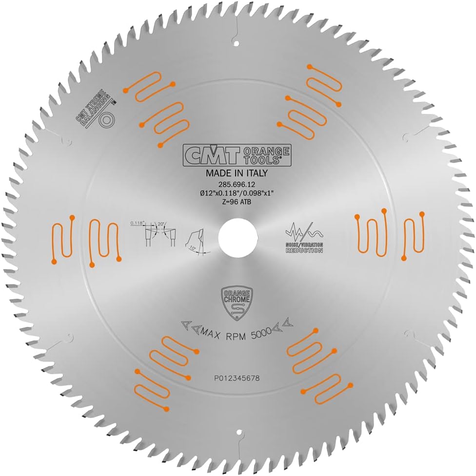 CMT Orange Tools 285.696.12 Orange Chrome Ultimate CROSSCUTTING Blade 12" x T96 ATB