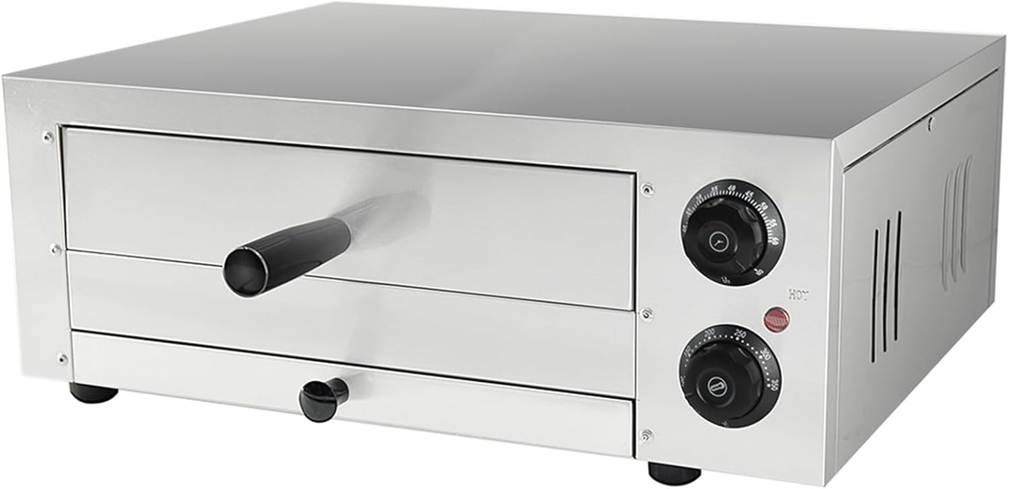 MOOTACO 12" Electric Pizza Oven,Stainless Steel Countertop Pizza Oven with temperature and Timer for Kitchen Commercial Use