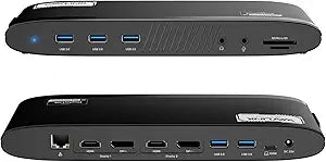 WAVLINK DisplayLink Docking Station Dual 5K, USB-C Dock for Mac M1/M2/M3/M4 & Windows, 14-in-1 with 100W Laptop Charging, 2 DP/2 HDMI 4K, SD/TF, 5 USB Ports, Ethernet, Audio