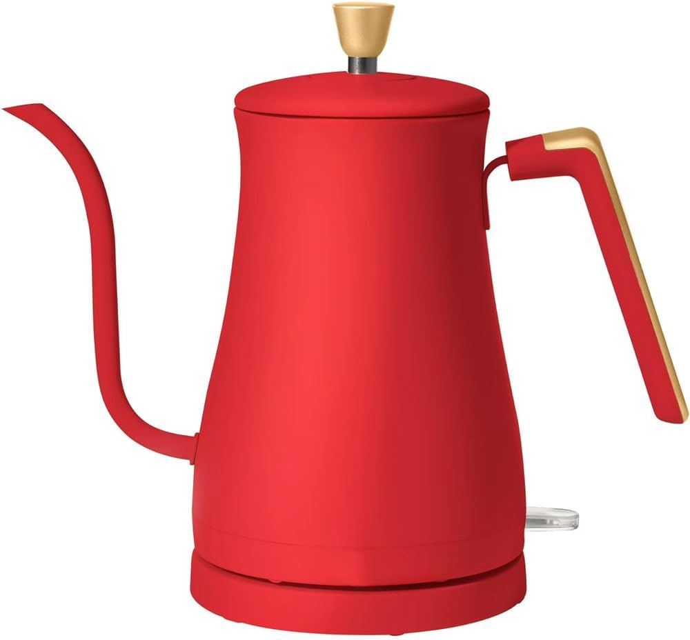 1L Electric Gooseneck Kettle, Stainless Steel Electric Kettle,1200W Fast Heating Pour Over Coffee and Tea Kettle,with Precise Spout, Tomato Red
