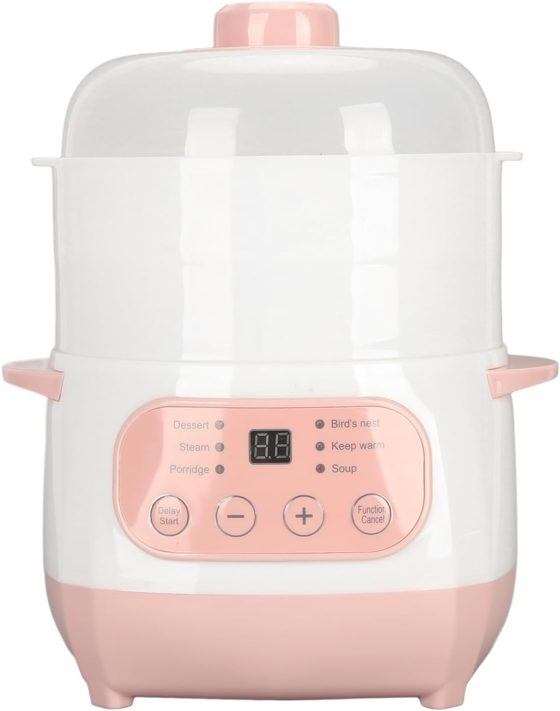 Electric Stew Pot, 1L 200W Appointment Timing Smart Slow Cooker with Steamer & Boil Dry, Automatic Mini Ceramic Pot with Lid, Digital Porridge Soup Pot for Home