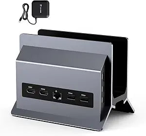 TobenONE Docking Station with Dual Monitor,4K@60Hz 2 HDMI,100W Power Supply, PD 3.0,6 USB,Gigabit Ethernet, Laptop Stand Vertically,for Windows,ChromeOS and More Space-Saving for Office/Home/Study