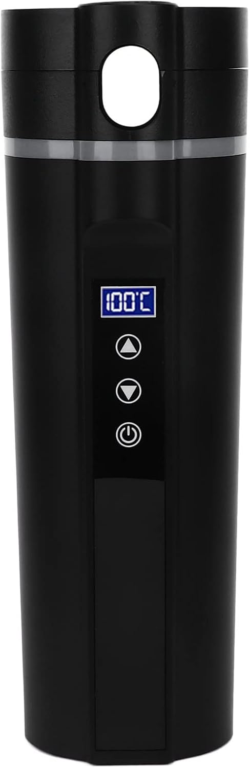 Smart Temperature Control Electric Heated Travel Mug ABS Stainless Steel Low Noise Black Smart Heating Car Cup Fit for Camping and Traveling