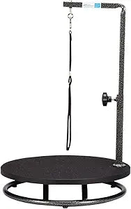 Pet Edge Master Equipment Round Pet Grooming Table – Rotatable Black 18†Diameter Grooming Table Perfect for Small Dogs