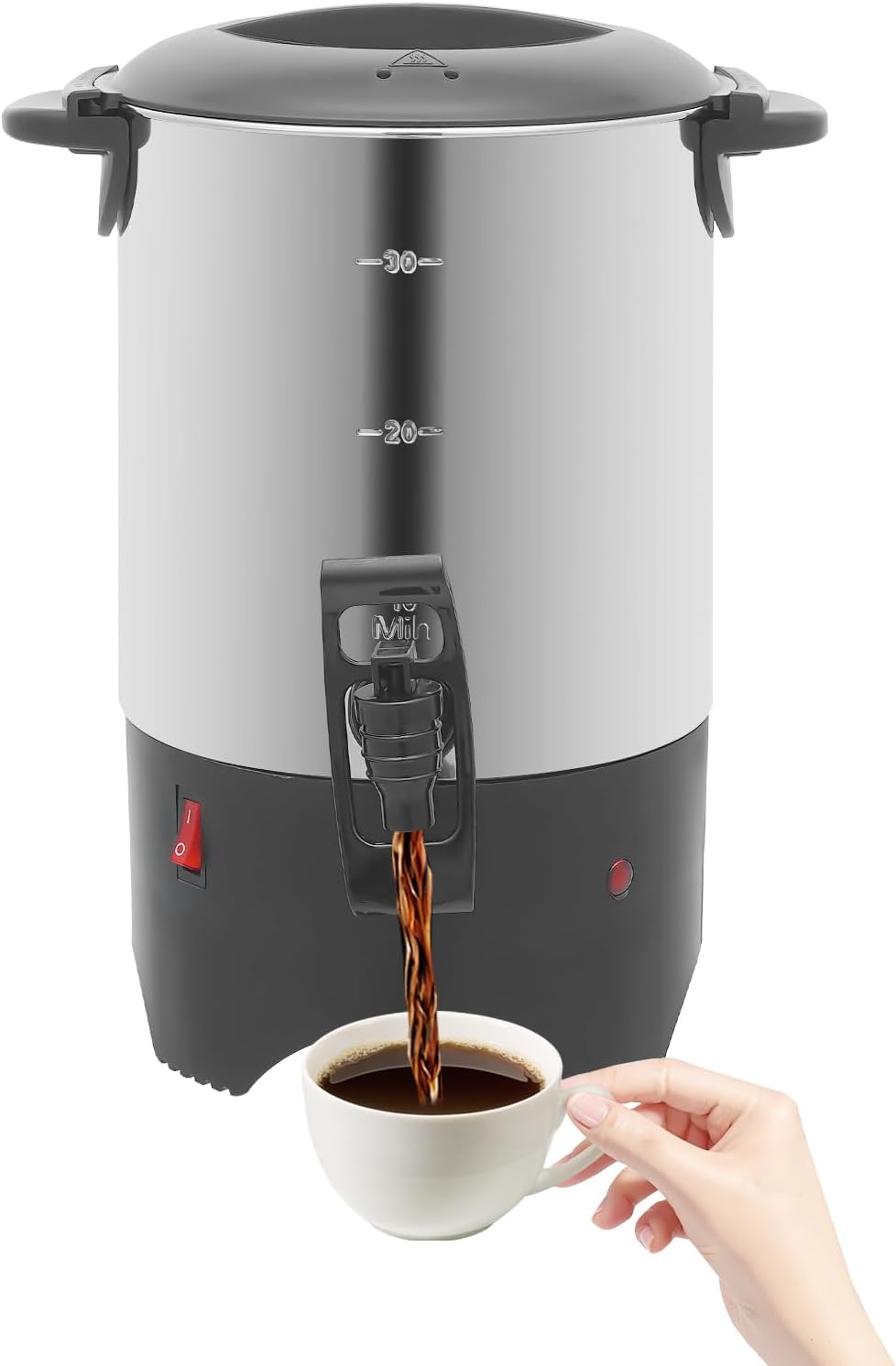 Commercial Coffee Urn, 30 Cups/5.2L Stainless Steel Large Coffee Dispenser with Scale, 1000W 110V Electric Coffee Maker Urn with Faucet