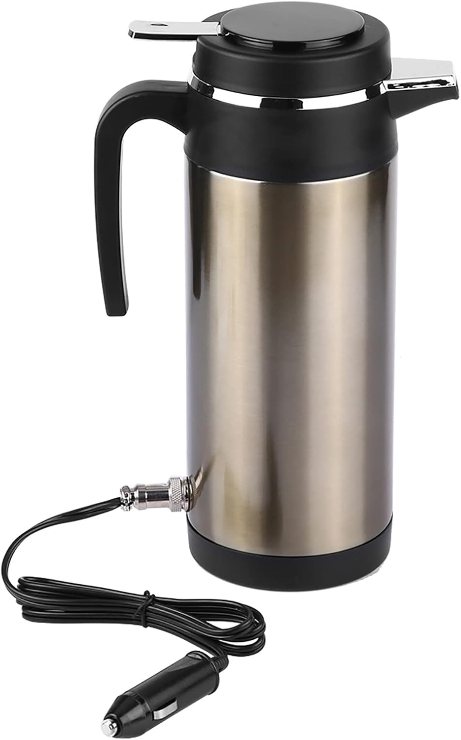 Acouto 12V Car Electric Kettle 1000ML Stainless Steel Car Electric In-car Kettle Travel Thermoses Heating Water Bottle Heating Cup