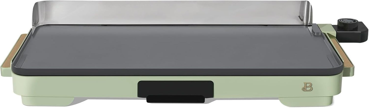 Beautiful Drew Barrymore by XL Electric Griddle 12" x 22" - Non-Stick Flat Top Grill - Extra Large Indoor Cooking Surface for Pancakes, Breakfast & Family Meals - Kitchen Appliance (Sage-Green)