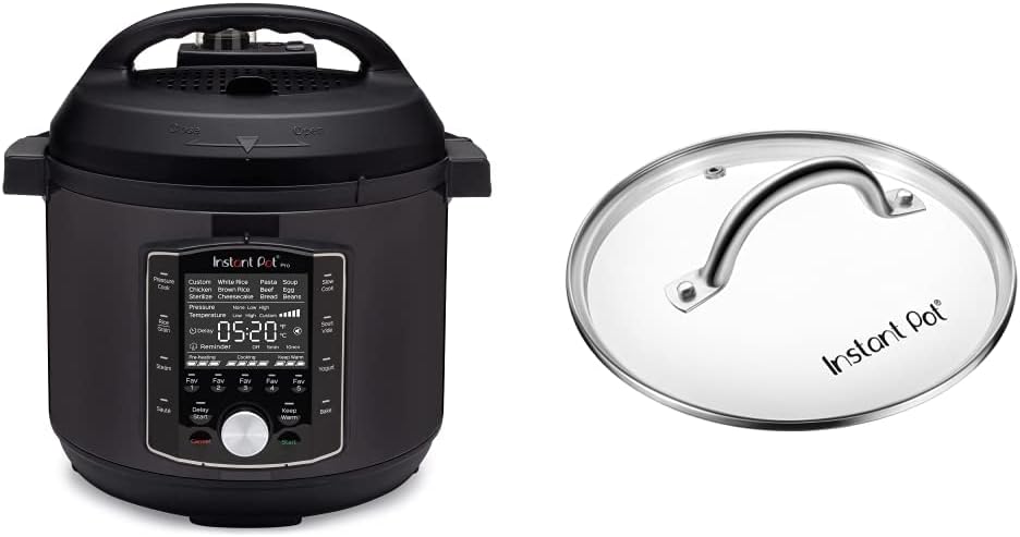 Instant Pot Pro 10-in-1 Pressure Cooker, Slow Cooker, Rice/Grain Cooker, Steamer, Sauté, Sous Vide, Yogurt Maker, 6 Quart & Tempered Glass Lid, Stainless Steel Rim, for 5 Qt/L or 6 Qt/L Models