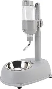 Dog Water Bottle with Bowl, 2 in 1 Water Bottle Stand Dispenser with Food Container Adjustable Pets Dog Bowl Feeder Drinking Bottle, for Cats Dogs Gerbil Rat Dwarf Hamster