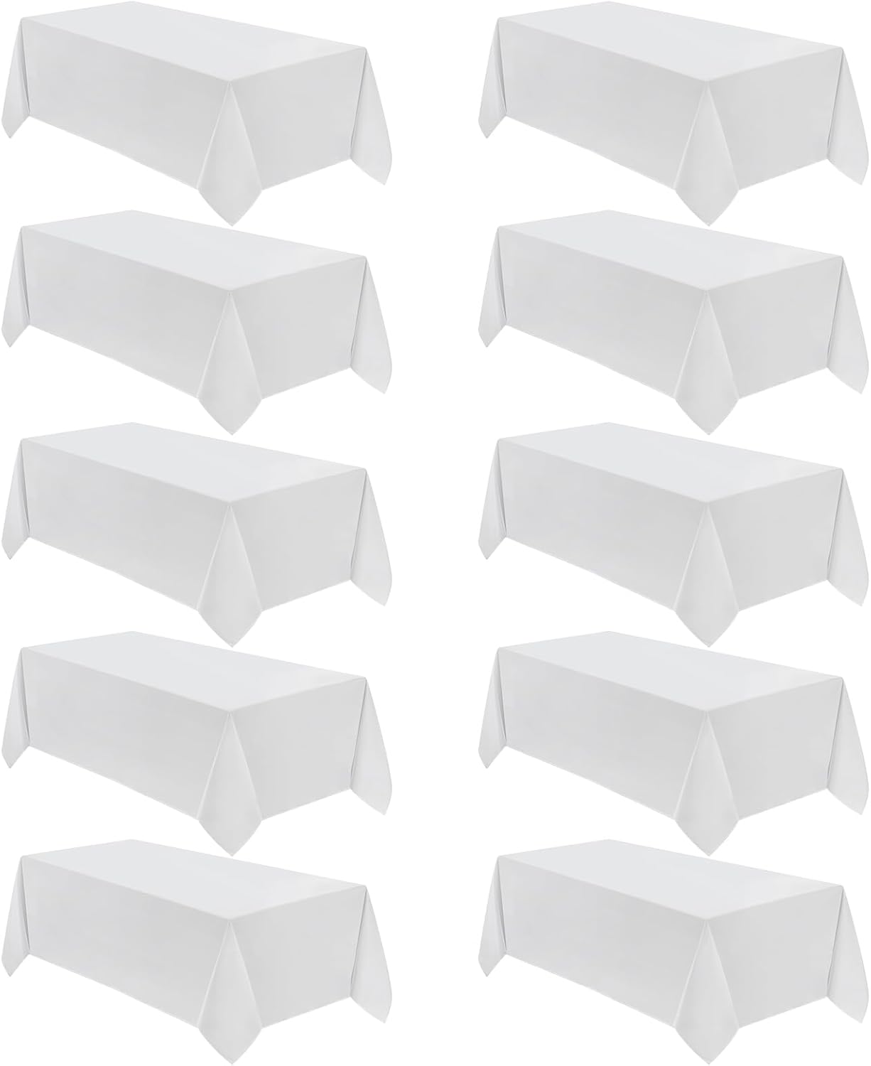 VidaFete Table Cloth 90 * 132inch 10pack Rectangle Tablecloth Polyester, Stain Wrinkle Resistant Polyester Dining Table Cover for Kitchen Dinning Party Wedding Rectangular Tabletop Decoration(White)