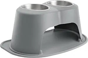 WeatherTech Double High Pet Feeding System - Elevated Dog/Cat Bowls - 10 inch High Dark Grey (DHC6410DGDG)