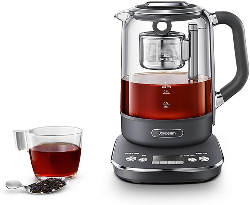 Joydeem Hot Tea Maker, Glass Electric Kettle with Auto Lift Tea Infuser and Temperature Control, 1.7L, JD-ZC6088G
