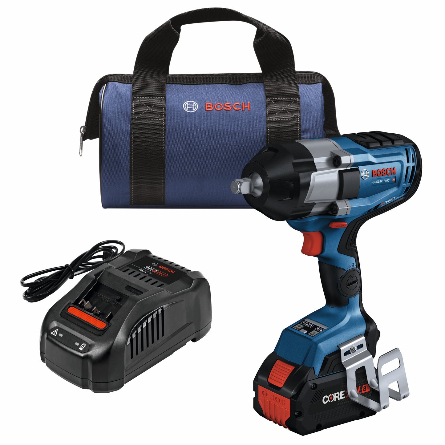 Bosch 8-Amp 18-volt Variable Speed Brushless 1/2-in square Drive Cordless Impact Wrench (Battery Included and Charger Included)