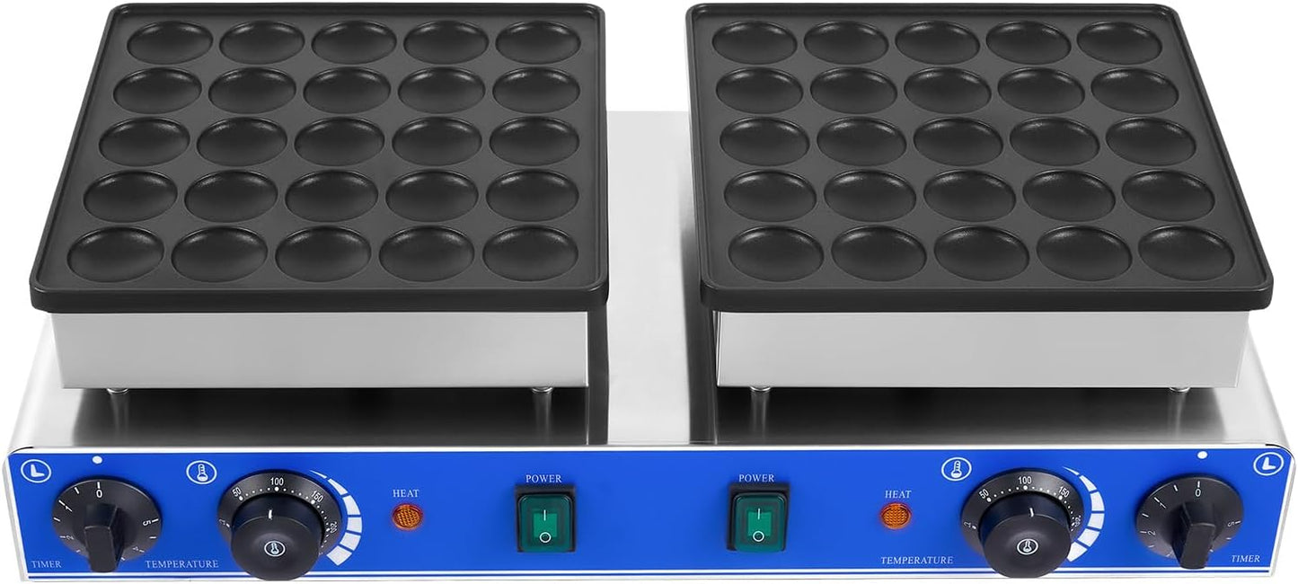 Mini Pancake Maker Machine, 1700W 50PCS (1.6-inch) Commercial Electric waffle Maker Machine, Pancake Maker Machine with Non-Stick Coating, Temperature & Time Adjustable, for Kitchen Restaurant