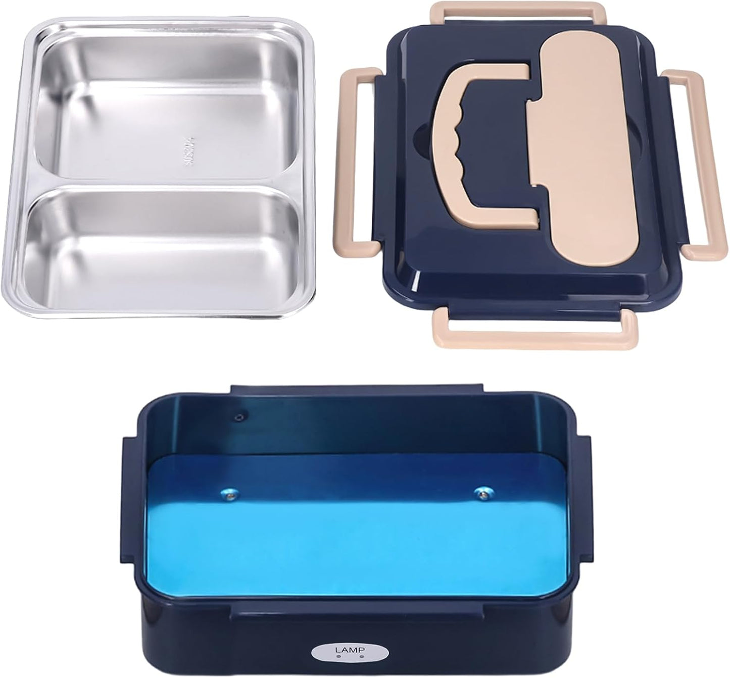 Electric Lunch Box, Stainless Steel Food Warmer Lunch Box, Portable Cooking Container for Car Truck Home Work Adults Food Heating(European Standard)