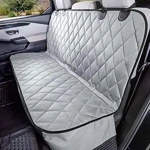 4Knines Back Seat Pet Cover for Dogs w/o Hammock – 54" Wide, Waterproof Car Seat Cover, Non-Slip, Heavy-Duty – Fits Cars, SUVs, Small Trucks – 2 Seat Belt & Latch Access – Back Seat Protector (Grey)