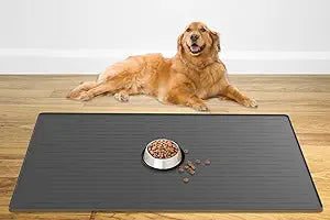 48" x 32" XXXL Largest Pet Food Mat, Silicone Dog Mats for Food and Water, Nonslip Pet Feeding Mats for Floors,Dog Cat Bowl Mat with Raised Edges, Dark Gray