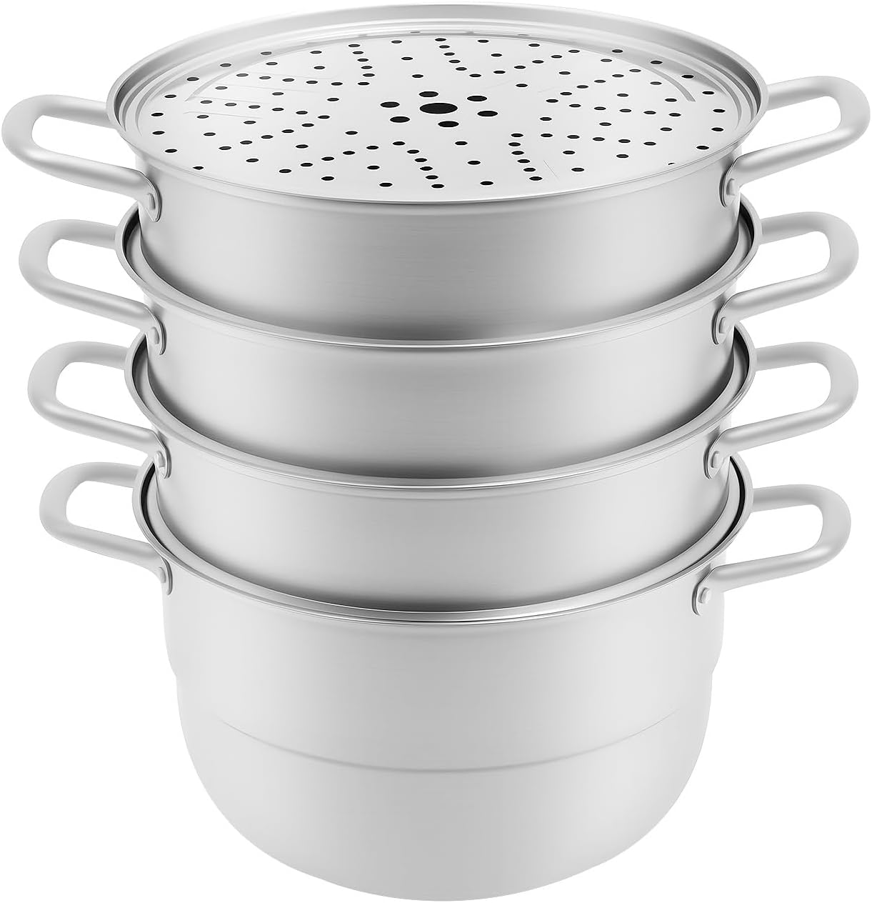 12.8in Stainless Steel Steamer Pot, 5 Tier Food Steamer Cookware Food-Grade 304 Stainless Steel with 9L Stock Pot, for Gas Electric Stove