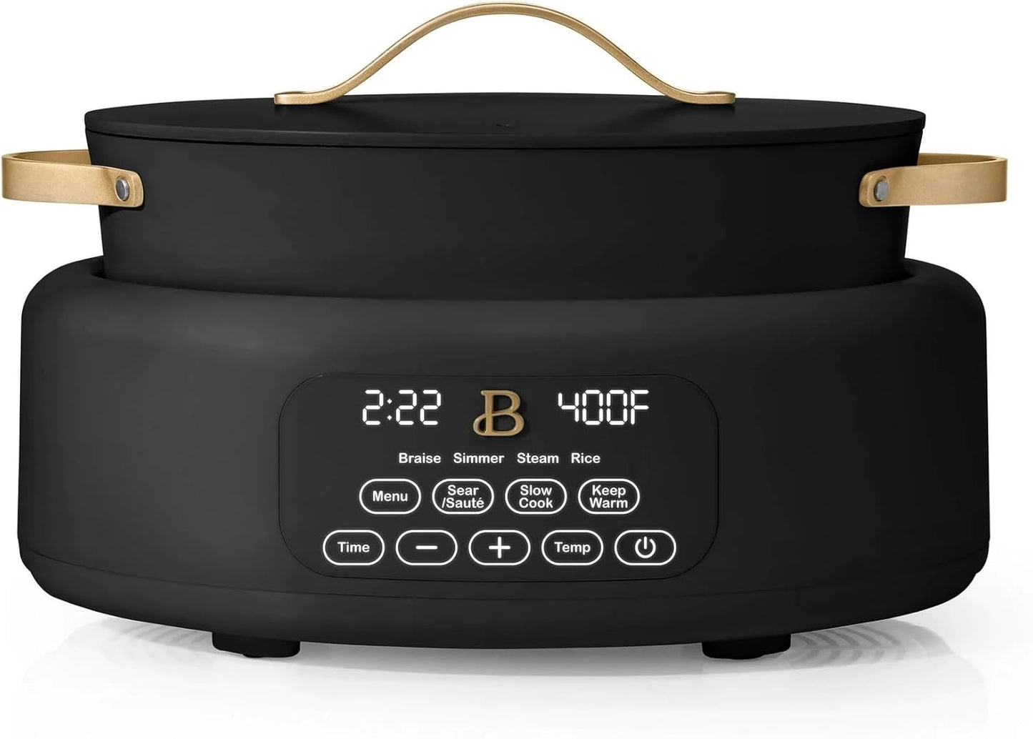 Beautiful 10-in-1 Electric Multi-Cooker, 6-Quart Capacity, 7 Preset Functions, Sauté, Slow Cook, Braise, Steam, Dishwasher Safe, Oven Safe, Durable Stainless Steel Handles (Black Sesame)
