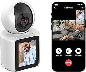 Video Calling Camera with 2.8 inch HD Screen Voice Assistant, 1080P Indoor Home Security Camera, Indoor Home Pet/Nanny/Baby/Elder/Dog Camera with Phone App