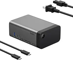 Belkin USB-C Hub, 11-in-1 Pro GaN Dock 150W, Multi-Port Docking Station w/USB-C, USB-A, Ethernet, SD, MicroSD, 3.5mm Port, 4K HDMI Ports for Triple Monitor Display - Compatible w/MacBook Pro & More
