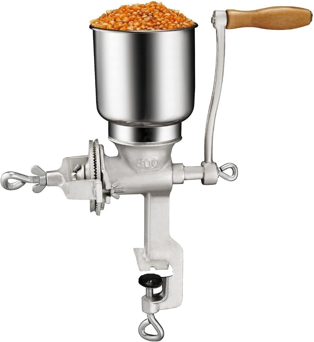 Chefcaptain Manual Cast Iron Grain Grinder, Corn Grinder, Food Mill Hand Crank For Wheat Grains Nuts Grinds 1 Lb Per Minute
