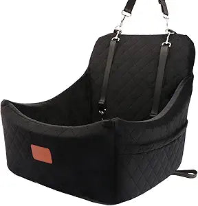 Dog Car Seat for Medium Sized Dog,Pet Travel Car Bed with Seat Belt Channle,Fully Detachable and Washable Car Dog Seat with Adjustable Straps,3 Straps Easy to Install (Black)