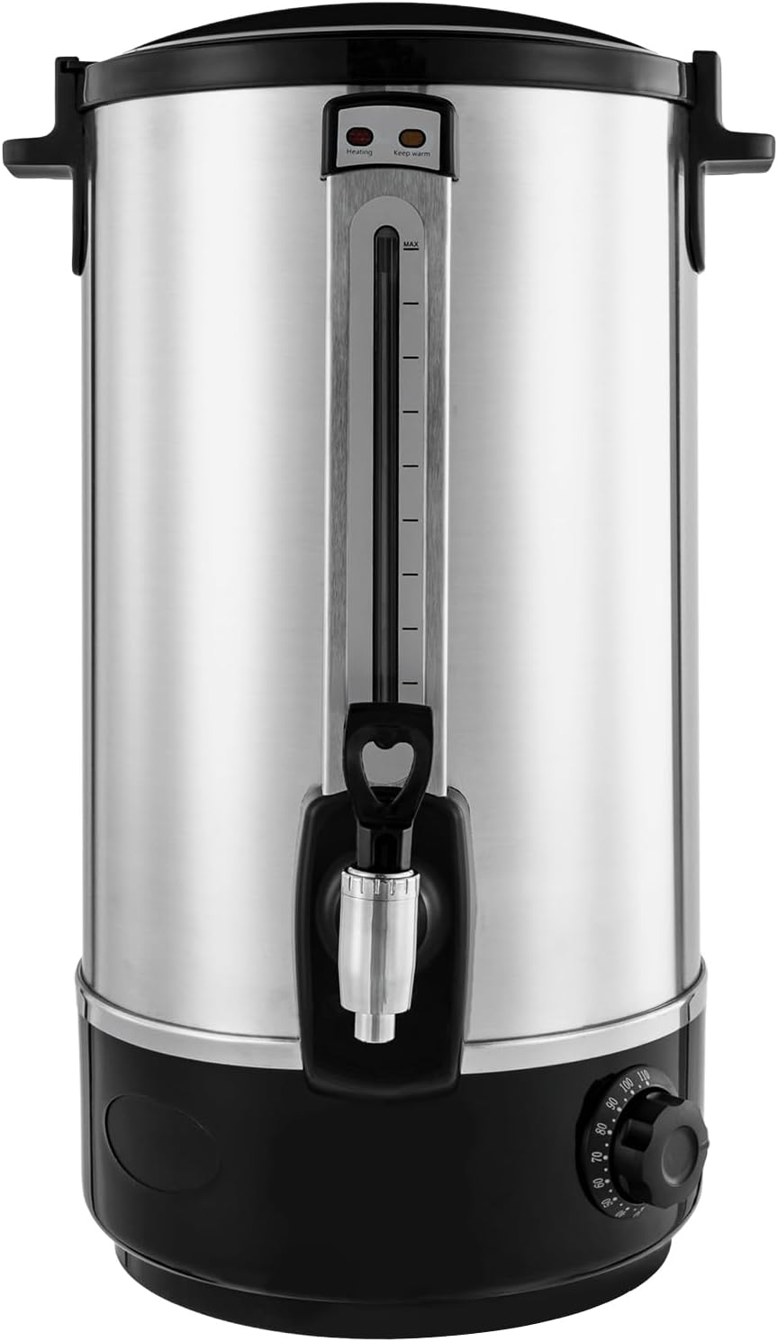 20L/5.3Gal Commercial Coffee Urn, Stainless Steel Electric Hot Water Bucket with Spigot and Temperature Control, Large Capacity Coffee Boiler for Catering Weddings Parties Buffets Events