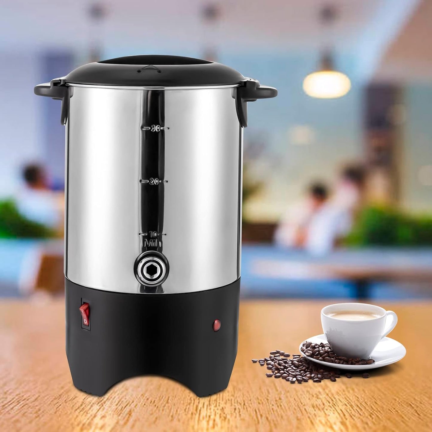 DNYSYSJ Coffee Urn,30 Cups Electric Coffee Maker, 304 Stainless Steel Hot Beverage Dispenser 1000W,with Removable Filter