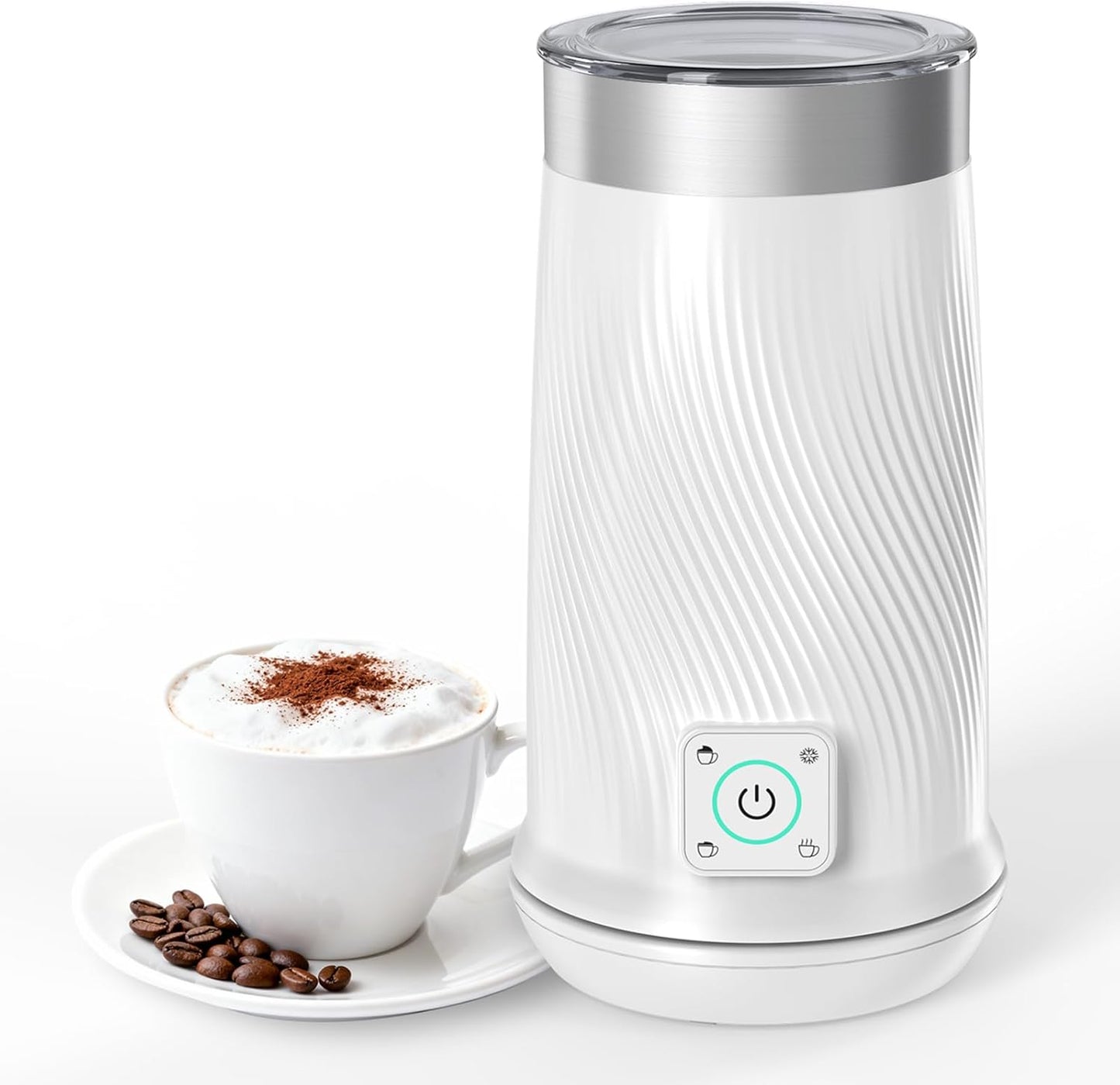 Milk Frother, 4-in-1 Electric Milk Steamer with Warm and Cold Foam Maker, Milk Heater and Warmer Hot & Cold Milk Foamer Maker for Latte Coffee Chocolate