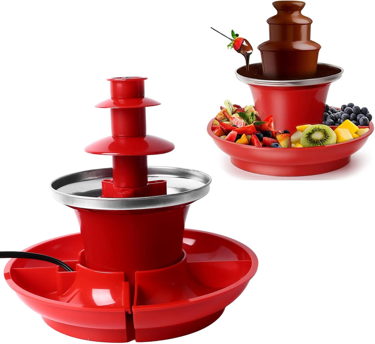 FOSA Chocolate Sauce Fountain Party Fountain, 3 Tier MINI Chocolate Sauce Fountain, Electric Melting Machine with High Capacity for BBQ Sauce,Ranch,Nacho Cheese