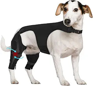 Supet Dog Rear Leg Sleeve to Stop Licking- Potty-Friendly for TPLO ACL Surgery Leg Injuries, Chew Resistant Washable Recovery Sleeve, for Male and Female Pets(Black,2XL)
