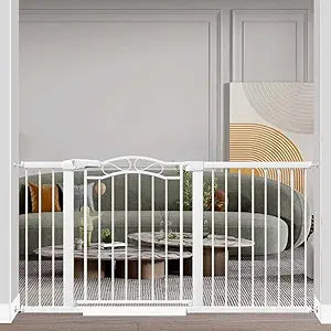 Fairy Baby 59.8"-62.6" Extra Wide Press Mounted Baby Gate Indoor for Kids Or Pets Walk Thru No Drill Long Dog Gates for The House Doorway Child Safety Gate