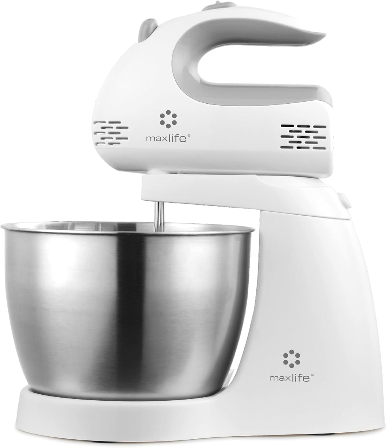 3.2 Quarts Stand Mixer - 5-Speed Electric Powerful Stand Mixer, White, with Stainless Steel Bowl, Dough Hooks, Beaters,