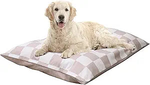 Large Dog Bed with Removable Washable Cover for Large Dogs Deluxe Plush Dog Crate Beds Comfy Kennel Pad Waterproof Lining and Blue Gel Memory Foam Memory Foam(Brown 40.2 * 30 * 4in)