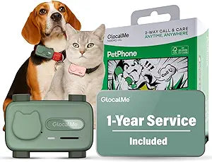 GlocalMe PetPhone Pet Tracker with 1 Year Service, Support Play Music and Two-Way Call, Pet Community and AI Health Alerts, Real Time Tracking and Virtual Fence, Global GPS Tracker for Dog and Cat