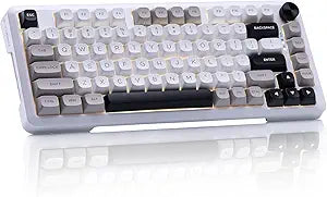 E-YOOSO Z-82 Wireless Mechanical Keyboard, 75% Layout, Hot-Swap Wireless Gaming Keyboard, BT/2.4GHz/Type-C Triple Mode, RGB Backlit Gaming Keyboards, Compatible with Win/Mac (White&Gray&Black)
