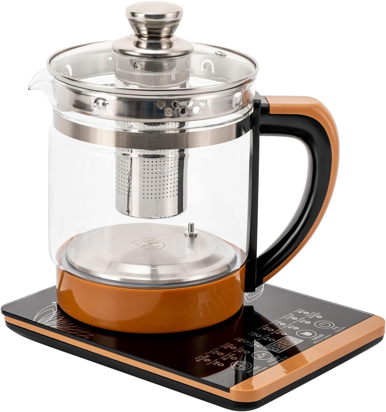 1.8L Electric Glass Kettle, 800W Portable Electric Health Pot with Tea Infuse, Temperature Control Tea Maker with 18 Smart Menu for Boiling Water Maker, 养生壶 电水壶